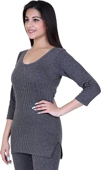 Stylish Grey Cotton Solid Thermal Set For Women-thumb3