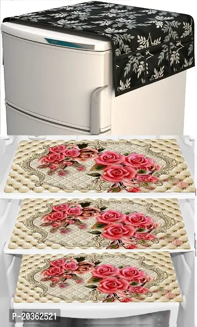 Combo of Exclusive Decorative Fridge Top Cover  Fridge Mat-thumb0