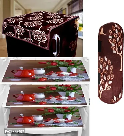 Combo of Exclusive Decorative Fridge Top Cover  Fridge Mat-thumb0