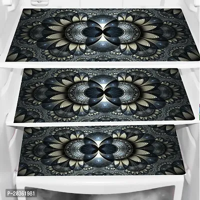 Stylish Polyester Printed Fridge Top Cover with Mats, Combo-thumb3