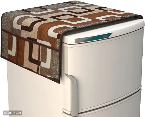 Stylish Polyester Printed Fridge Top Cover with Mats and Handle Cover, Combo-thumb2