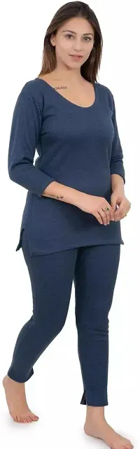 Stylish Blue Cotton Solid Thermal Set For Women-thumb1