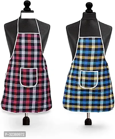 Stylish Multicoloured Art Silk Aprons For Kitchen Pack Of 2-thumb0