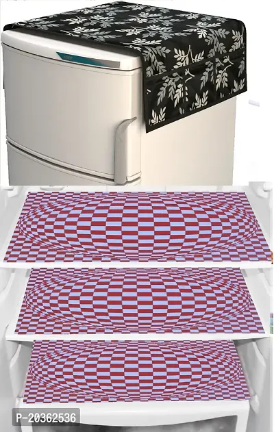 Combo of Exclusive Decorative Fridge Top Cover  Fridge Mat