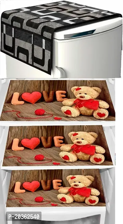 Combo of Exclusive Decorative Fridge Top Cover  Fridge Mat