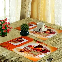 Cread craft Placemats Table Mats|PVC Washable Place Mats|Linning Design  Dining Kitchen Restaurant Table (Set of 6, Brown, Polyvinyl Chloride)-thumb4