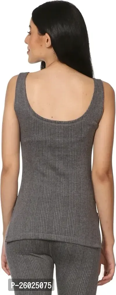 Stylish Grey Cotton Solid Thermal Top For Women-thumb3