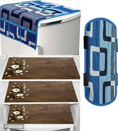 Combo of Exclusive Decorative Fridge Top Cover  Fridge Mat-thumb0