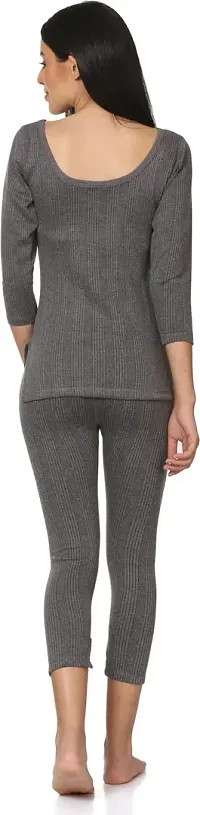 Stylish Grey Cotton Solid Thermal Set For Women-thumb1