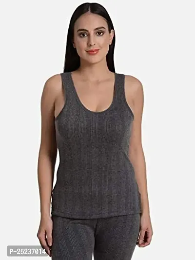 Stylish Grey Cotton Solid Thermal Top For Women
