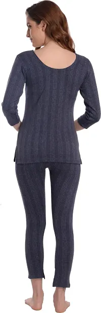 Stylish Grey Cotton Solid Thermal Set For Women-thumb2