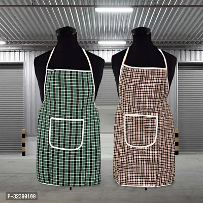 Stylish Multicoloured Art Silk Aprons For Kitchen Pack Of 2-thumb0