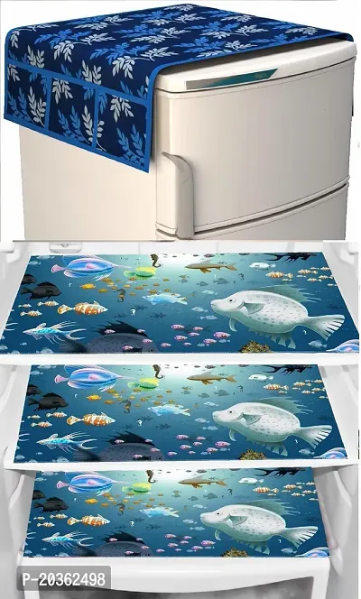 Combo of Exclusive Decorative Fridge Top Cover  Fridge Mat