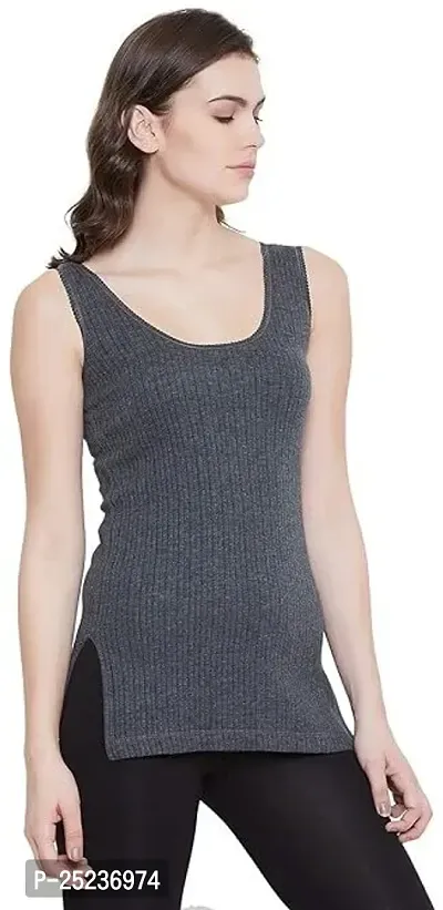 Stylish Grey Cotton Solid Thermal Top For Women-thumb0