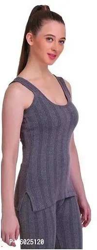 Stylish Grey Cotton Solid Thermal Top For Women-thumb0