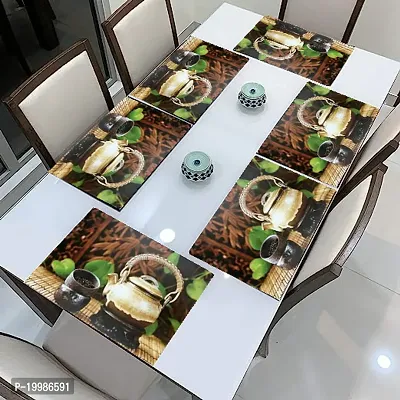 Cread craft Placemats Table Mats|PVC Washable Place Mats|Linning Design  Dining Kitchen Restaurant Table (Set of 6, Brown, Polyvinyl Chloride)