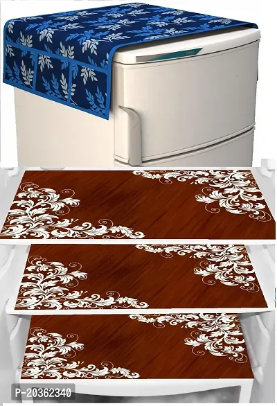 Combo of Exclusive Decorative Fridge Top Cover  Fridge Mat