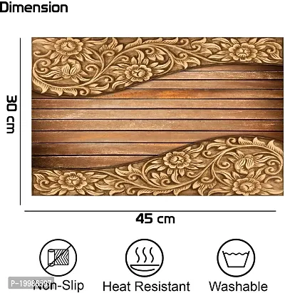 Cread craft Placemats Table Mats|PVC Washable Place Mats|Linning Design  Dining Kitchen Restaurant Table (Set of 6, Brown, Polyvinyl Chloride)-thumb3