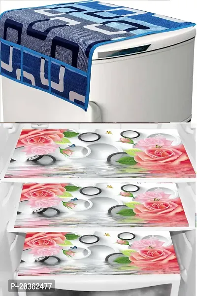 Combo of Exclusive Decorative Fridge Top Cover  Fridge Mat-thumb0