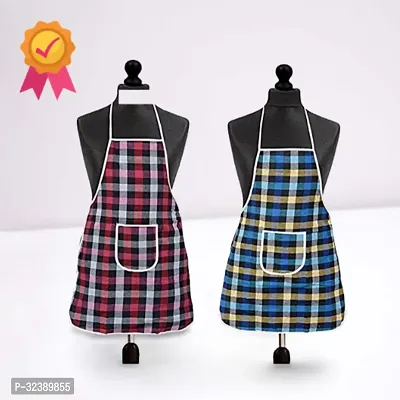 Stylish Multicoloured Art Silk Aprons For Kitchen Pack Of 2-thumb0