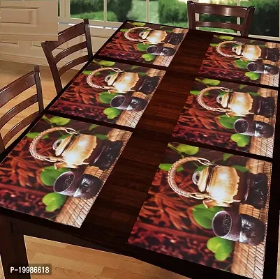 Cread craft Placemats Table Mats|PVC Washable Place Mats|Linning Design  Dining Kitchen Restaurant Table (Set of 6, Brown, Polyvinyl Chloride)-thumb0