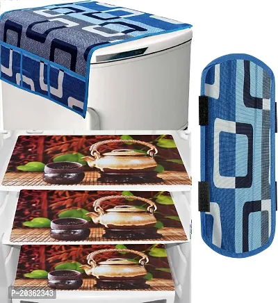 Combo of Exclusive Decorative Fridge Top Cover  Fridge Mat