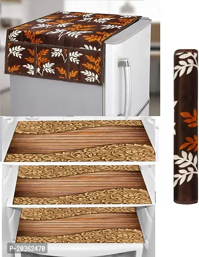 Combo of Exclusive Decorative Fridge Top Cover  Fridge Mat-thumb0