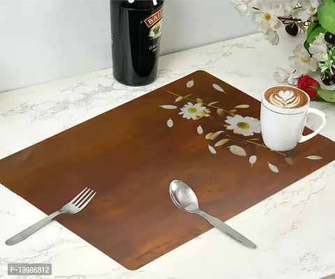 Cread craft Placemats Table Mats|PVC Washable Place Mats|Linning Design  Dining Kitchen Restaurant Table (Set of 6, Brown, Polyvinyl Chloride)-thumb5