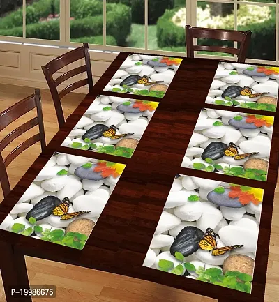 Cread craft Placemats Table Mats|PVC Washable Place Mats|Linning Design  Dining Kitchen Restaurant Table (Set of 6, Brown, Polyvinyl Chloride)-thumb0