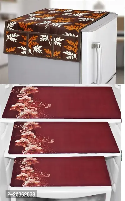 Combo of Exclusive Decorative Fridge Top Cover  Fridge Mat