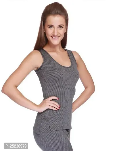 Stylish Grey Cotton Solid Thermal Top For Women-thumb0