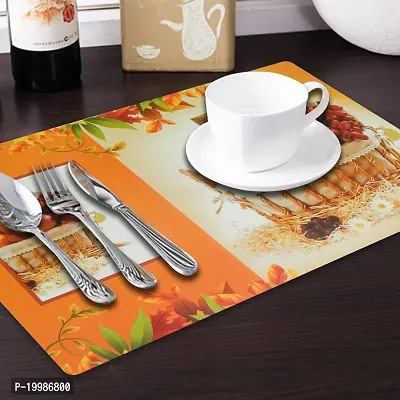 Cread craft Placemats Table Mats|PVC Washable Place Mats|Linning Design  Dining Kitchen Restaurant Table (Set of 6, Brown, Polyvinyl Chloride)-thumb3