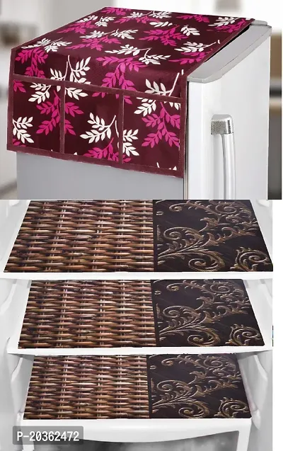 Combo of Exclusive Decorative Fridge Top Cover  Fridge Mat-thumb0