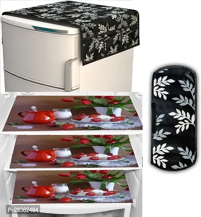 Combo of Exclusive Decorative Fridge Top Cover  Fridge Mat-thumb0