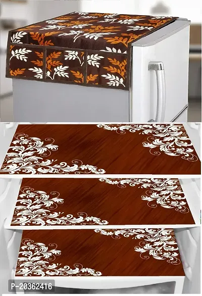 Combo of Exclusive Decorative Fridge Top Cover  Fridge Mat