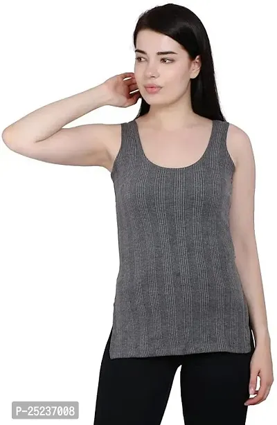 Stylish Grey Cotton Solid Thermal Top For Women-thumb0