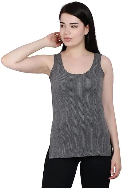 JAGGI Womens Sleeveless Winter Thermal Top (Grey) (M)