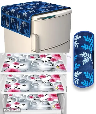 Combo of Exclusive Decorative Fridge Top Cover  Fridge Mat-thumb0