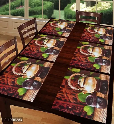 Cread craft Placemats Table Mats|PVC Washable Place Mats|Linning Design  Dining Kitchen Restaurant Table (Set of 6, Brown, Polyvinyl Chloride)-thumb0