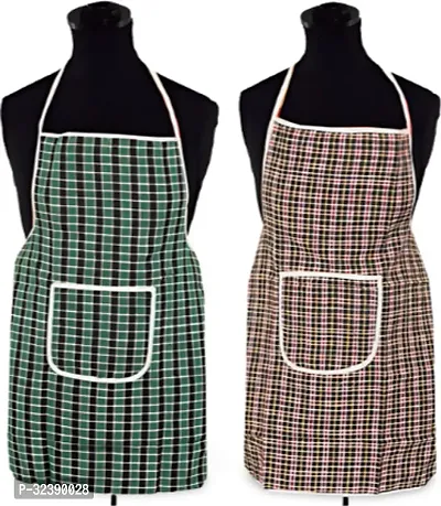 Stylish Multicoloured Art Silk Aprons For Kitchen Pack Of 2-thumb0