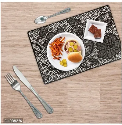 Cread craft Placemats Table Mats|PVC Washable Place Mats|Linning Design  Dining Kitchen Restaurant Table (Set of 6, Brown, Polyvinyl Chloride)-thumb3