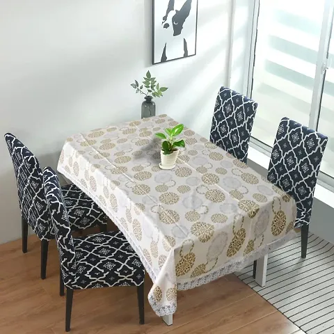 Kuber Industries Rangoli Printed PVC 6 Seater Dinning Table Cover 60""x90"" (Cream)