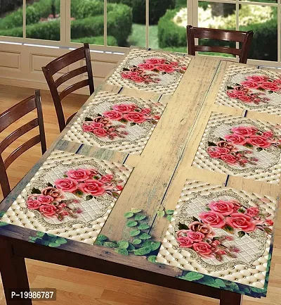 Cread craft Placemats Table Mats|PVC Washable Place Mats|Linning Design  Dining Kitchen Restaurant Table (Set of 6, Brown, Polyvinyl Chloride)-thumb0