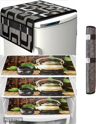 Combo of Exclusive Decorative Fridge Top Cover  Fridge Mat