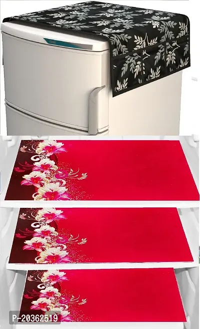 Combo of Exclusive Decorative Fridge Top Cover  Fridge Mat-thumb0