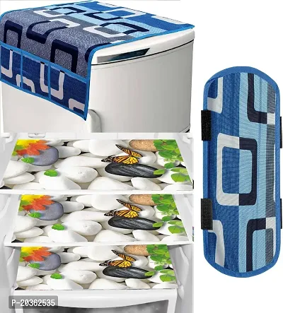 Combo of Exclusive Decorative Fridge Top Cover  Fridge Mat-thumb0