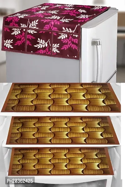 Combo of Exclusive Decorative Fridge Top Cover  Fridge Mat