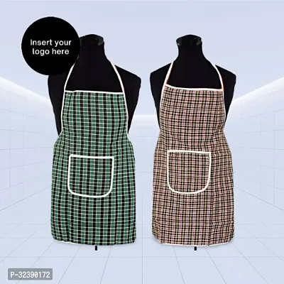 Stylish Multicoloured Art Silk Aprons For Kitchen Pack Of 2-thumb0