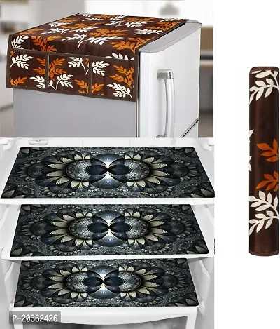 Combo of Exclusive Decorative Fridge Top Cover  Fridge Mat