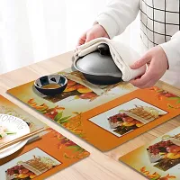 Cread craft Placemats Table Mats|PVC Washable Place Mats|Linning Design  Dining Kitchen Restaurant Table (Set of 6, Brown, Polyvinyl Chloride)-thumb3